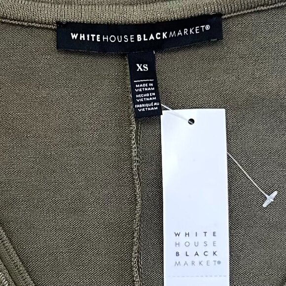 NWT White House Black Market Olive Green Oversized Dolman V Neck Sweater XS - Picture 2 of 10